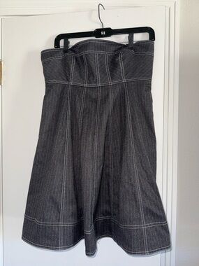 Pilcro Dark Gray Pinstripe A-Line Skirt